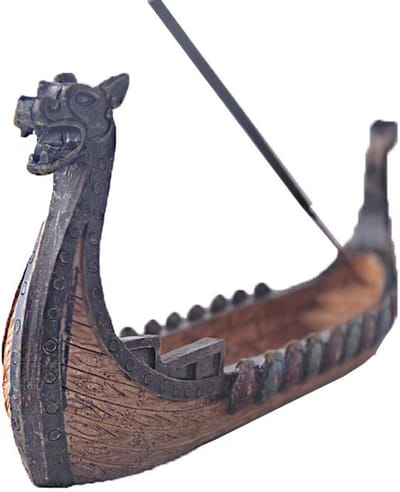 Retro Viking Schepen Ornament Collectible Figuren, Houten Boot Model als Decoratie en Wierookhouder (24 x 12 x 5cm)
