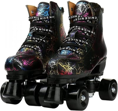 Rolschaatsen Volwassenen - Vierwielers Kunstleer - Indoor Outdoor - Hoge Schoenen Controle - Maattabel Beschikbaar