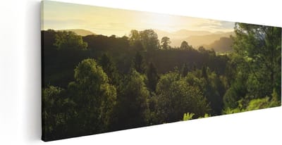 Artaza Canvas Schilderij Bos - 60x20 cm - Wanddecoratie Landschap - Muurdecoratie Zonsopgang - Schilderijen Op Canvas