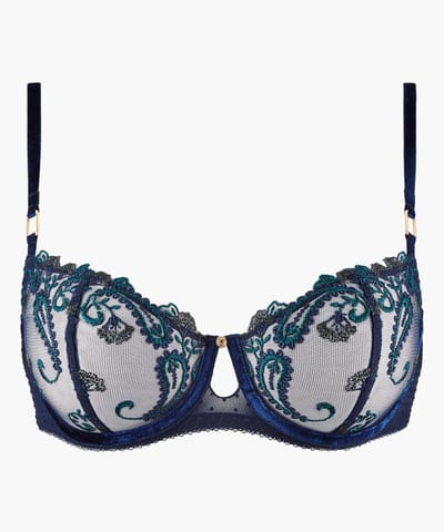 Aubade Velvet Memories beugel bh met borduring en fluweel - Blauw - Maat 75B