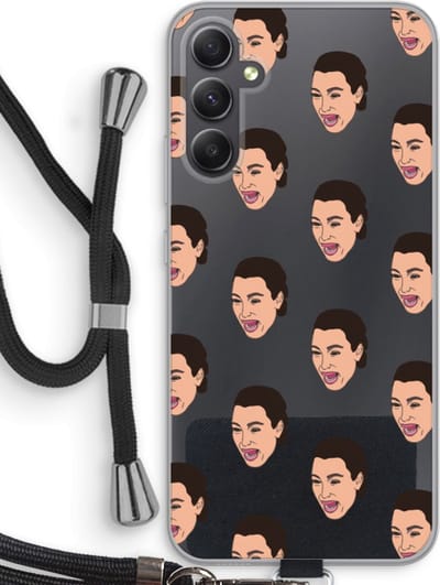Case Company® - Hoesje met koord geschikt voor Samsung Galaxy A34 hoesje met Koord - Ugly Cry Call - Telefoonhoesje met Zwart Koord - Bescherming aan alle Kanten en Over de Schermrand