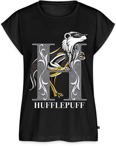 Harry Potter Hufflepuff Coat of Arms Monochrome Vrouwen Premium Bio Top