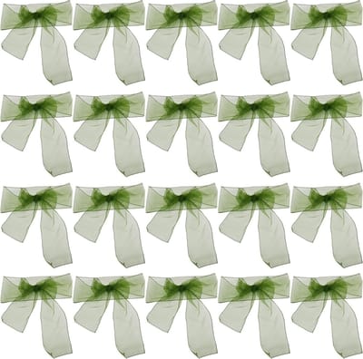Decoratieve Stoelstrikken van Organza met Plakband voor Feesten, 20 Stuks, Groen - Perfect voor Bruiloften, Verjaardagen en Evenementen