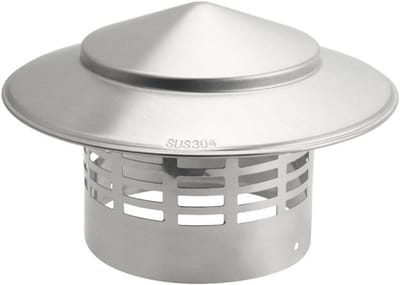 Stoomgatdeksel voor pijpen 110-160mm - Regenkap, Vogelscherm RVS Ventilatiedeksel