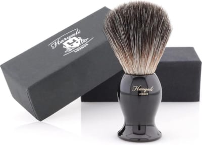 Haryali London Shaving Brush - Scheerschuimborstel voor een soepele en zachte traditionele scheerbeurt - Zwarte kleur - Perfect met elk scheerschuim of scheerzeep