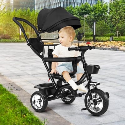 Loopfiets driewieler - Kinderdriewieler loopfiets - Kind leert fietsen - 3-in-1 multifunctioneel - 100 x 75 x 50 cm - Zwart