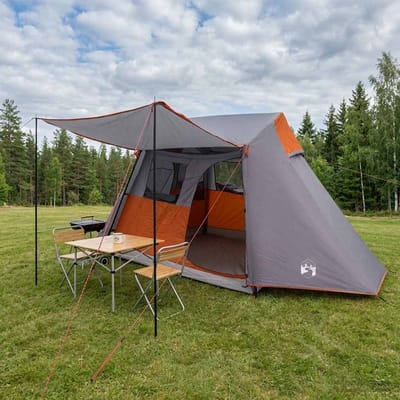 vidaXL - Tunneltent - Grijs - en - Oranje - 475 - x - 220 - x - 192 - cm