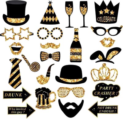 Photobooth props BIEK20® - 26 stuks - Fotohokje Rekwisieten - Feest - Verjaardag - Geslaagd - Oud en Nieuw - Bruiloft  - Gala - Selfie - Foto accessoires
