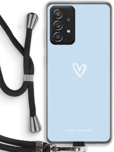 Case Company® - Hoesje met koord geschikt voor Samsung Galaxy A52s 5G hoesje met Koord - Klein Hart Blauw - Telefoonhoesje met Zwart Koord - Bescherming aan alle Kanten en Over de Schermrand