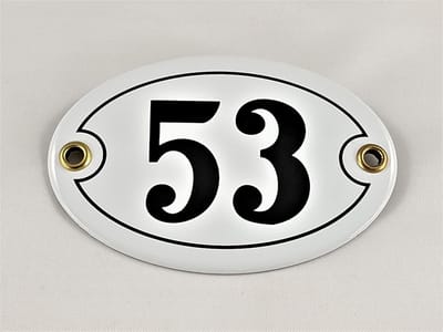 Huisnummerbord Emaille - Ovaal Huisnummer - Huisnummer Aangeven - Handgemaakt Duurzaam - 10.5x7 cm - Wit Zwart
