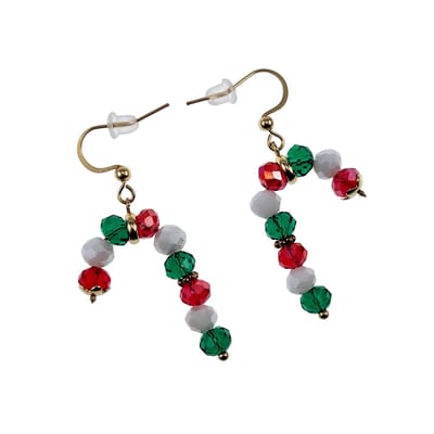 50mm Lange Oorbellen Dames - Verguld RVS - Goudkleurige - Kerstoorbellen - Feestelijke oorbellen - Candy Cane Oorbellen