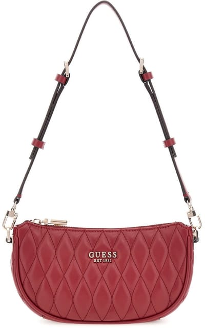 GUESS schoudertas Valla Mini Top Zip Shoulder Bag Red donkerrood
