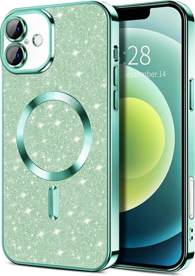 Hoesje geschikt voor Apple iPhone 16 Plus - Techsuit Luxury Glitter Back Cover - Geschikt voor MagSafe - Lichtgroen