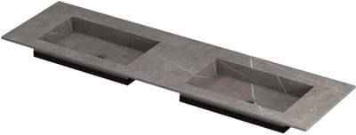 INK Post Wastafel Keramische Slab Envelop Bak Dubbel Zonder Kraangaten - 1600x450x10 mm - Armani Grey Mat