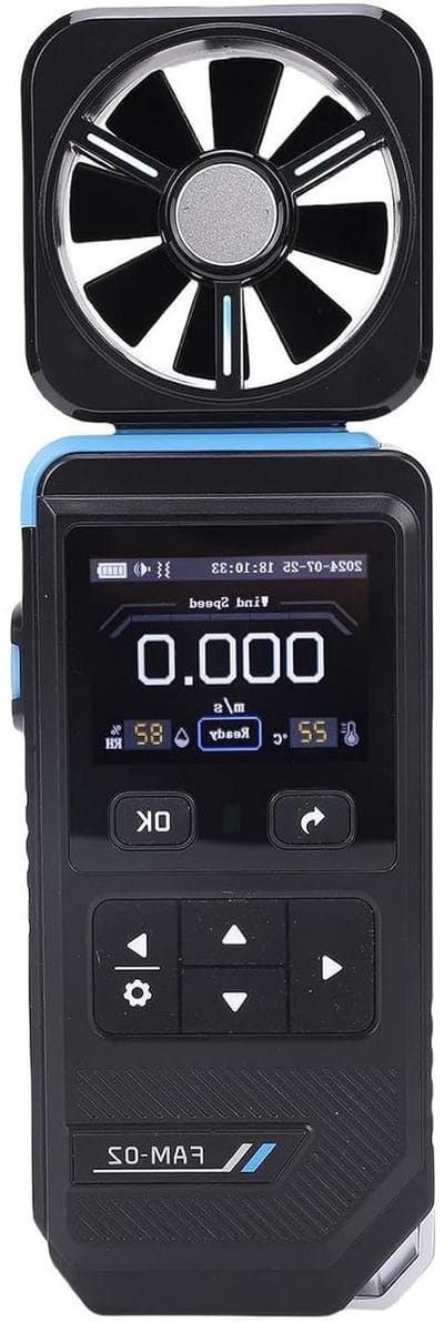 Digitale Windmeter - Luchtstroommeter - Omgevingsanalyse - Draagbaar en Oplaadbaar - 63 x 28 x 193 mm - Zwart