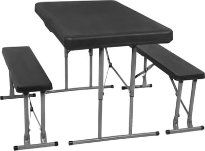 Springos Picknick Tafel Met Bankjes - Campingtafel - Campingset - Biertafel - Horeca -Tafel - Bankjes - Opvouwbaar - Zwart - 105 x 64 x 70 cm