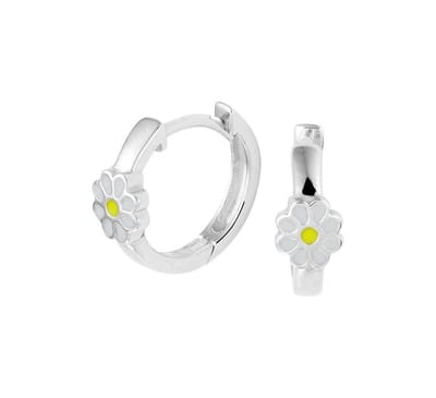 Zilver Gerhodineerde Klapoorringen bloem 1329812