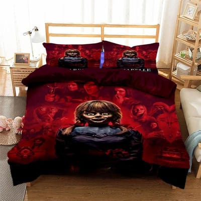 3D Print Horrorfilm Annabelle Beddengoed Set Dubbel Twin King Dekbedovertrek Dekbed Kussensloop Jongens Meisjes Volwassenen Slaapkamer 135x200cm 2pcs