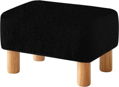 REN® Voetenbankje of poef - Voetenbankje - Poef - Hockers en poefen - Zwart - 40cm x 29cm x 24cm