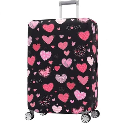 Liefde kofferhoes M 22-25 inch – elastische kofferhoes voor reiskoffer – anti kras bagagehoes met hartjes patroon – beschermhoes voor trolley en handbagage – kofferbeschermer dames en heren