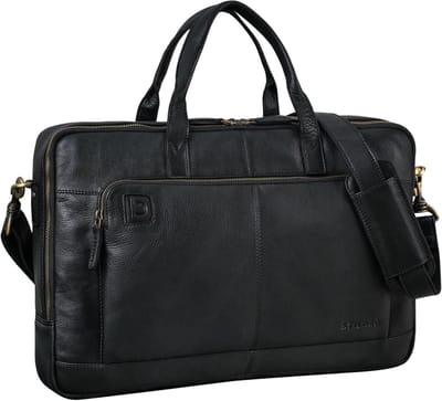 Leren Laptoptas Schoudertas voor Heren en Dames 15.6 tot 17 Inch Vintage Aktetas