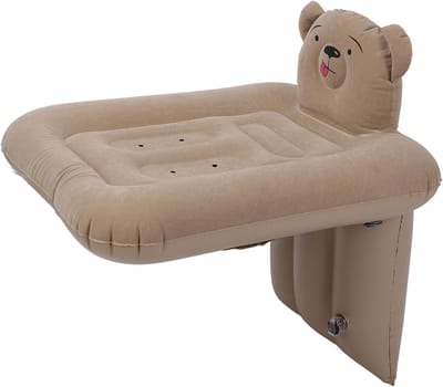 Opblaasbaar Autobed - Reisbed Peuters - Comfortabel Reizen - Cartoon Beer Vorm - 80 x 60 x 82 cm - Meerkleurig
