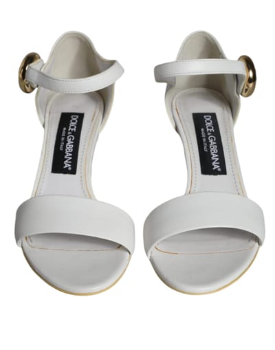 Dolce & Gabbana Witte Leren Hakken Keira Sandalen Schoenen