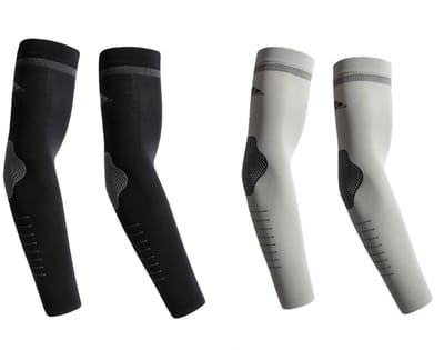 2 Paar UV Beschermende Armstukken – Elastisch Mouwen voor Fietsen en Outdoor Sport – One Size, Ademend, Unisex - Zwart Grijs