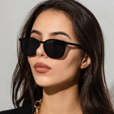 Lunettes de soleil carrées vintage à la mode pour femmes, marque de créateur, lunettes de soleil miroir de luxe, nuances féminines rétro Zonnebril Dames UV400 as shown noir