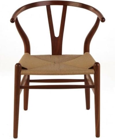 Wegner Y-stoel - Design stoel - Beukenhout - Walnoot - naturel zitting - beige kleur- wishbone stoel