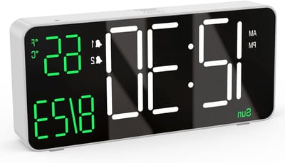 Digitale Alarmklok met 6.7 inch Scherm voor Slaapkamer - Automatische Dimming, Datum, Weekdag, Seconden en Kamertemperatuur - LED Tafelklok voor Woonkamer en Slaapkamer