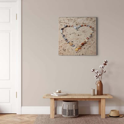 Canvas print DD123277 Love beach A.S. Création 0,5 x 0,5 m Beige / Creme Kantoor Hal/Gang Keuken Slaapkamer Woonkamer