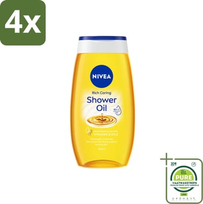 NIVEA - Doucheolie - Natuurlijke Doucheolie - 200 ml - Voordeelverpakking - 4 stuks - Doucheolie - NIVEA