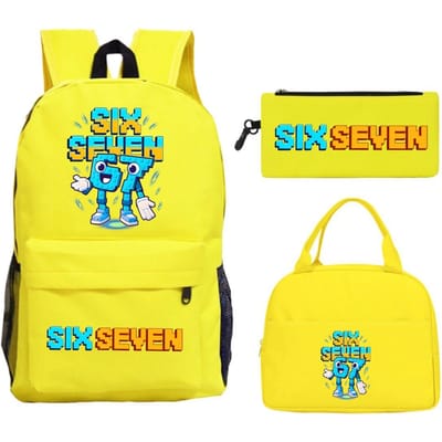 3 stuks Zes Zeven Italiaanse Brainrot Schooltas Lunchtas Etui Set Cartoon Mode Rugzak Etui Pakket Schoolbenodigdheden Cadeaus