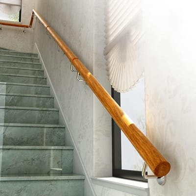 Houten Trapleuning - Trap Reling - Veiligheid Verhoging - Massief Grenenhout - 280cm - Natuurlijk Hout