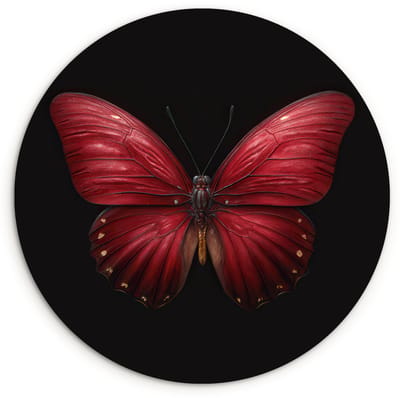 WallCircle® Wandcirkel 120x120 cm - Muurcirkel Vlinder - Rood - Minimalistisch - Muurdecoratie woonkamer - Wanddecoratie slaapkamer - Kamer decoratie accessoires - Ronde schilderijen XXL