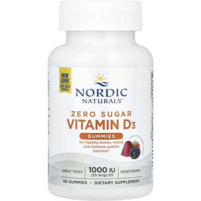 Nordic Naturals, Gommes de Vitamine D3 Sans Sucre, Excellent Baies Sauvages, 25 mcg (1 000 UI), 60 bonbons