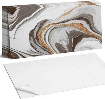 Coloray Plaktegels - Golven van abstracte patronen Zelfklevende Wandtegels - 40 cm x 20 cm - Grijs Plaktegels - 10 stuks - Rechthoek PVC Tegels - Plaktegels Badkamer - Vloertegels Zelfklevend - Vinyl Tegels - Portugese Tegels
