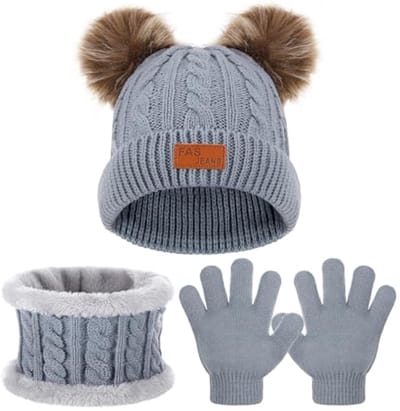 Set van Beanie, Muts, Sjaal en Handschoenen voor Kinderen 1-5 jaar - Winteraccessoires voor Jongens en Meisjes