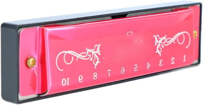 Professionele Harmonica - Mondharmonica 10 Gaten - Muziek Maken - Roestvrij Staal - 12 x 5 x 3 cm - Rozerood