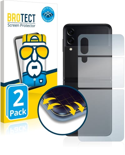 BROTECT - Screenprotector voor Samsung Galaxy Z Flip 3 5G (Achterkant) - Folie Beschermfolie transparant volledig dekking - 2 Stuks