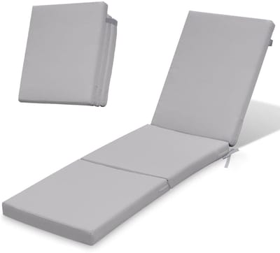 FEROCITY - Tuinligkussen - Opvouwbaar - Afneembare hoes - Hoekbanden en verstelbare band - Waterafstotend - 192 x 58 x 4 cm - Polyester - Grijs