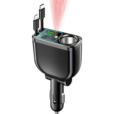 5-in-1 120W Snelle Autolader USB Type-C Stroomadapter Intrekbare Telefoonlader Met Dak Sterrenhemel Auto Sigarettenaansteker android groene kleur