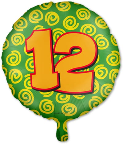 LUQ – Folie Ballon Happy Party 12 Jaar – Veelkleurig Design – Luxe Verjaardag Decor – Feest Versiering – Helium Ready