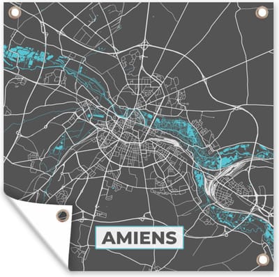 Tuin poster Frankrijk - Kaart - Stadskaart - Kaart - Plattegrond - Amiens - 200x200 cm - Tuindoek