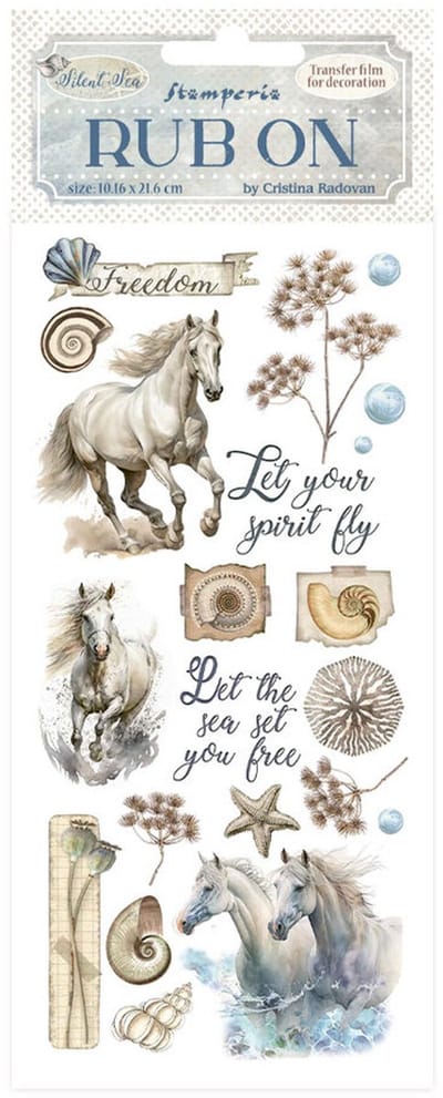 Stamperia - Silent Sea Rub-On 4x8,5 Inch Horses (DFLRB156)