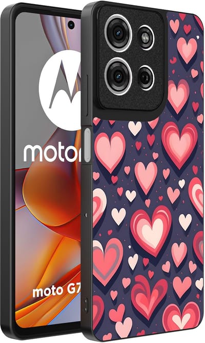 Smartphonica Telefoonhoesje Geschikt voor Motorola Moto G75 met Hartjes Opdruk - TPU Backcover Case With Heart Design geschikt voor Motorola Moto G75