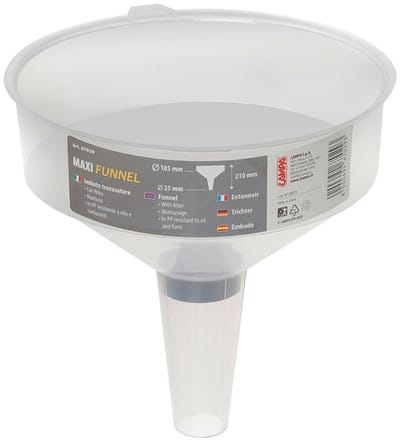 Lampa Maxi Trechter met Filter – Multi-Purpose PP Trechter Ø185/25 mm Hoogte 210 mm Olie- en Brandstofbestendig