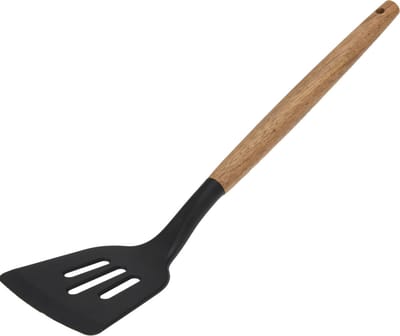 Excellent Houseware Bakspatel bakspaan - zwart kunststof - acacia hout - 32 cm - Keukengerei
