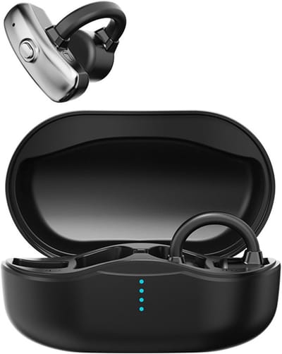 Zwarte Botgeleidings TWS Bluetooth Oortelefoon - Open Oor Clip, Met Mic, Sport Headset voor Alle Telefoons